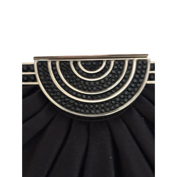 JUDITH LEIBER black satin jeweled clasp clutch bag chain strap handbag Dust Bag - Picture 3 of 12